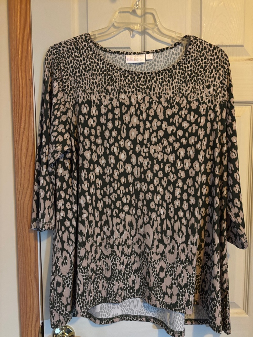 Kim Gravel Taupe and Black Leopard-Print Long Sleeve Top